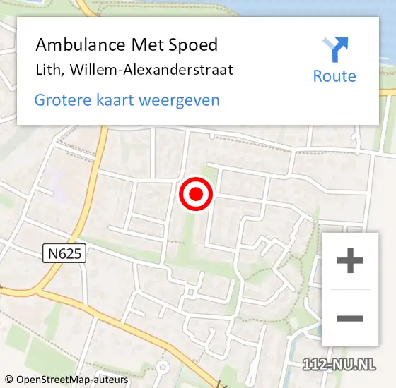 Locatie op kaart van de 112 melding: Ambulance Met Spoed Naar Lith, Willem-Alexanderstraat op 2 december 2018 06:30