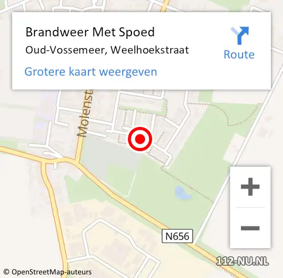 Locatie op kaart van de 112 melding: Brandweer Met Spoed Naar Oud-Vossemeer, Weelhoekstraat op 2 december 2018 06:50