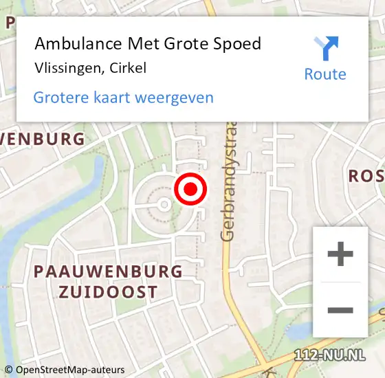 Locatie op kaart van de 112 melding: Ambulance Met Grote Spoed Naar Vlissingen, Cirkel op 16 maart 2014 12:51