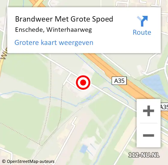 Locatie op kaart van de 112 melding: Brandweer Met Grote Spoed Naar Enschede, Winterhaarweg op 16 maart 2014 12:56