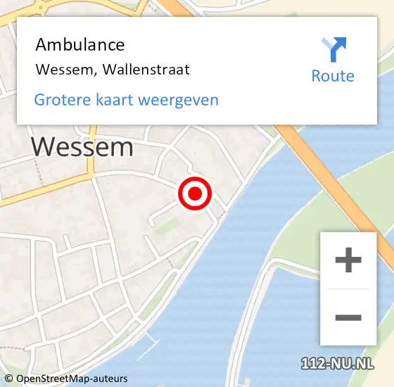 Locatie op kaart van de 112 melding: Ambulance Wessem, Wallenstraat op 16 maart 2014 12:57