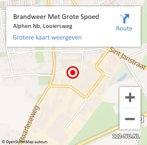 Locatie op kaart van de 112 melding: Brandweer Met Grote Spoed Naar Alphen Nb, Looiersweg op 2 december 2018 10:21