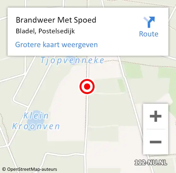 Locatie op kaart van de 112 melding: Brandweer Met Spoed Naar Bladel, Postelsedijk op 2 december 2018 10:29