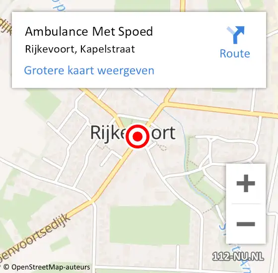 Locatie op kaart van de 112 melding: Ambulance Met Spoed Naar Rijkevoort, Kapelstraat op 2 december 2018 10:31