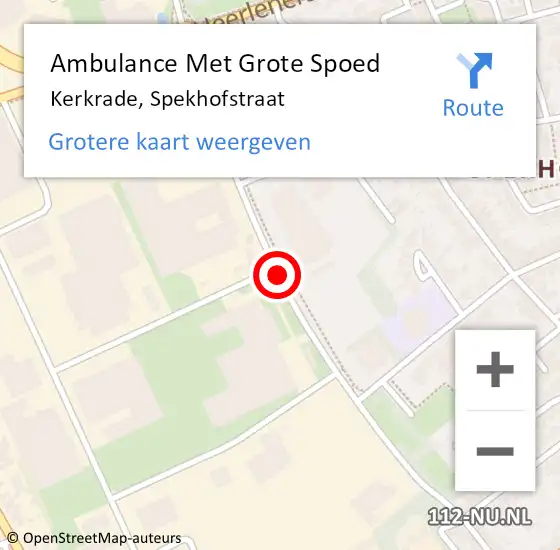 Locatie op kaart van de 112 melding: Ambulance Met Grote Spoed Naar Kerkrade, Spekhofstraat op 2 december 2018 10:44