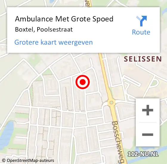 Locatie op kaart van de 112 melding: Ambulance Met Grote Spoed Naar Boxtel, Poolsestraat op 2 december 2018 11:50