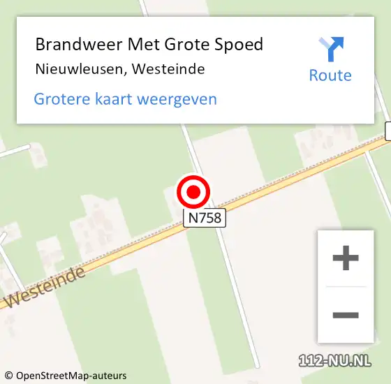 Locatie op kaart van de 112 melding: Brandweer Met Grote Spoed Naar Nieuwleusen, Westeinde op 16 maart 2014 13:15