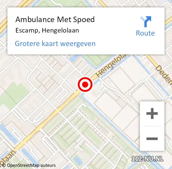 Locatie op kaart van de 112 melding: Ambulance Met Spoed Naar Escamp, Hengelolaan op 2 december 2018 13:24