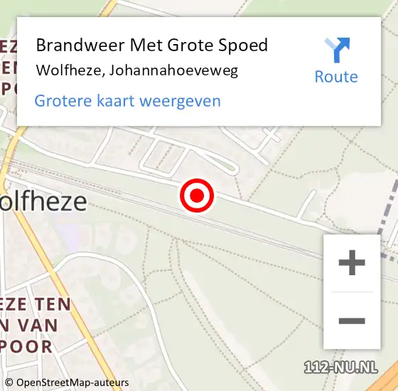 Locatie op kaart van de 112 melding: Brandweer Met Grote Spoed Naar Wolfheze, Johannahoeveweg op 2 december 2018 13:34