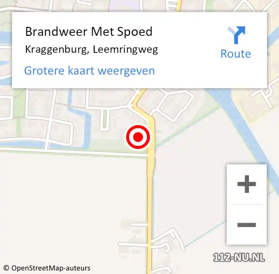 Locatie op kaart van de 112 melding: Brandweer Met Spoed Naar Kraggenburg, Leemringweg op 16 maart 2014 13:21