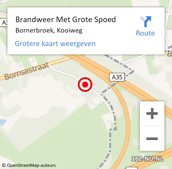 Locatie op kaart van de 112 melding: Brandweer Met Grote Spoed Naar Bornerbroek, Kooiweg op 2 december 2018 14:27