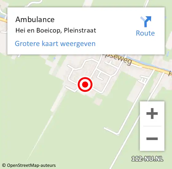 Locatie op kaart van de 112 melding: Ambulance Hei en Boeicop, Pleinstraat op 2 december 2018 14:39