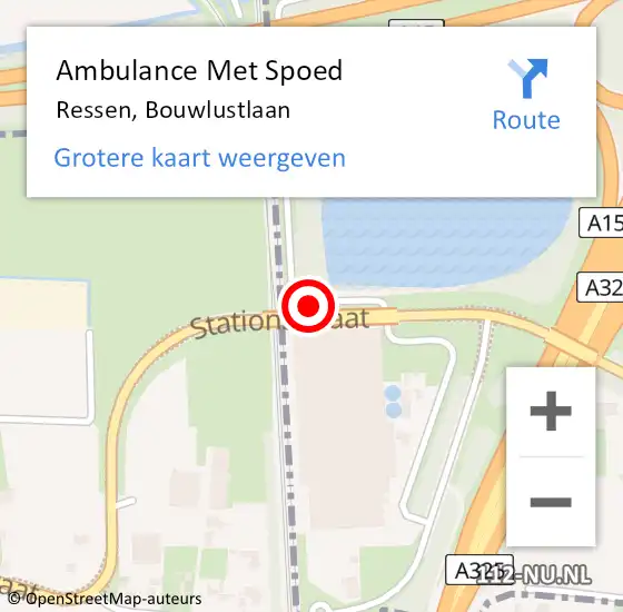 Locatie op kaart van de 112 melding: Ambulance Met Spoed Naar Ressen, Bouwlustlaan op 2 december 2018 15:15