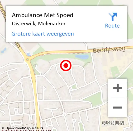 Locatie op kaart van de 112 melding: Ambulance Met Spoed Naar Oisterwijk, Molenacker op 2 december 2018 15:18