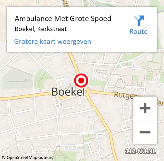 Locatie op kaart van de 112 melding: Ambulance Met Grote Spoed Naar Boekel, Kerkstraat op 2 december 2018 15:26
