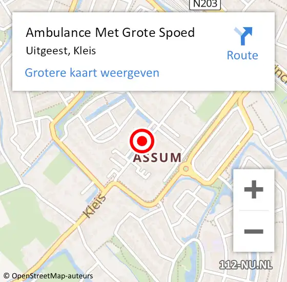Locatie op kaart van de 112 melding: Ambulance Met Grote Spoed Naar Uitgeest, Kleis op 2 december 2018 16:07