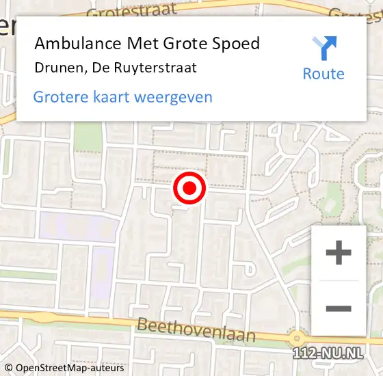 Locatie op kaart van de 112 melding: Ambulance Met Grote Spoed Naar Drunen, De Ruyterstraat op 2 december 2018 16:39