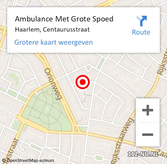 Locatie op kaart van de 112 melding: Ambulance Met Grote Spoed Naar Haarlem, Centaurusstraat op 2 december 2018 17:24