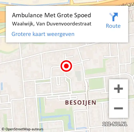 Locatie op kaart van de 112 melding: Ambulance Met Grote Spoed Naar Waalwijk, Van Duvenvoordestraat op 2 december 2018 17:53