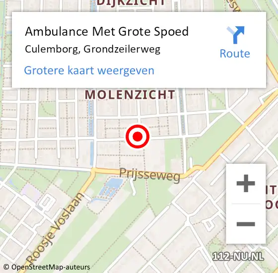 Locatie op kaart van de 112 melding: Ambulance Met Grote Spoed Naar Culemborg, Grondzeilerweg op 2 december 2018 18:16