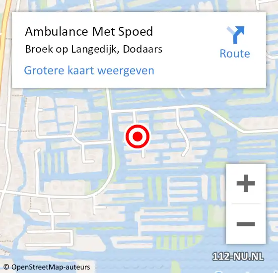 Locatie op kaart van de 112 melding: Ambulance Met Spoed Naar Broek op Langedijk, Dodaars op 2 december 2018 18:27