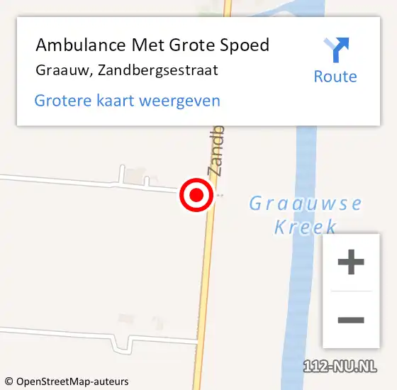 Locatie op kaart van de 112 melding: Ambulance Met Grote Spoed Naar Graauw, Zandbergsestraat op 2 december 2018 18:47