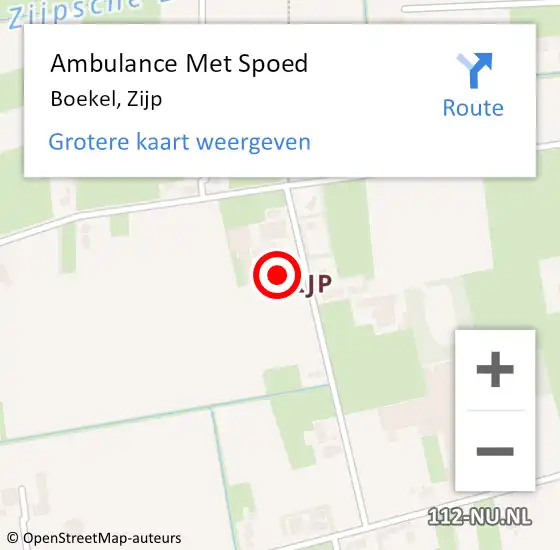 Locatie op kaart van de 112 melding: Ambulance Met Spoed Naar Boekel, Zijp op 2 december 2018 18:49