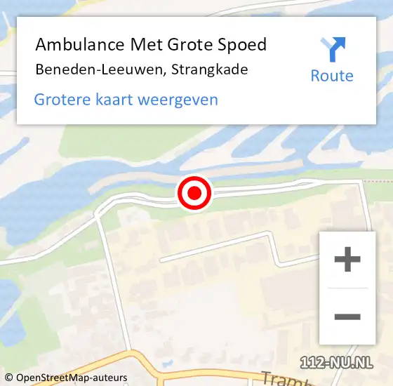 Locatie op kaart van de 112 melding: Ambulance Met Grote Spoed Naar Beneden-Leeuwen, Strangkade op 2 december 2018 18:59