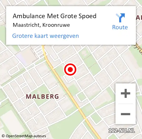 Locatie op kaart van de 112 melding: Ambulance Met Grote Spoed Naar Maastricht, Kroonruwe op 25 september 2013 15:34