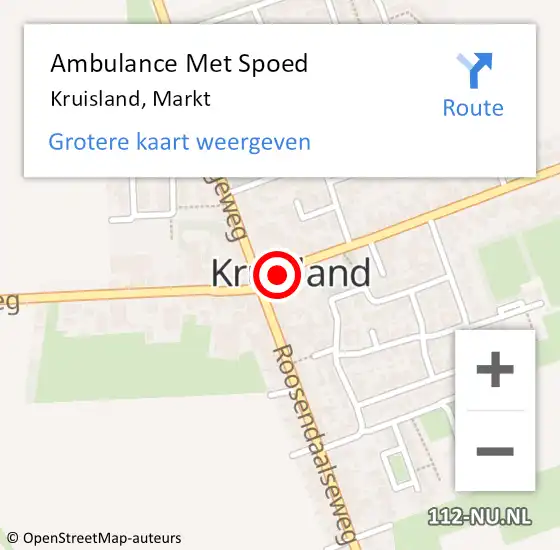 Locatie op kaart van de 112 melding: Ambulance Met Spoed Naar Kruisland, Markt op 2 december 2018 21:23