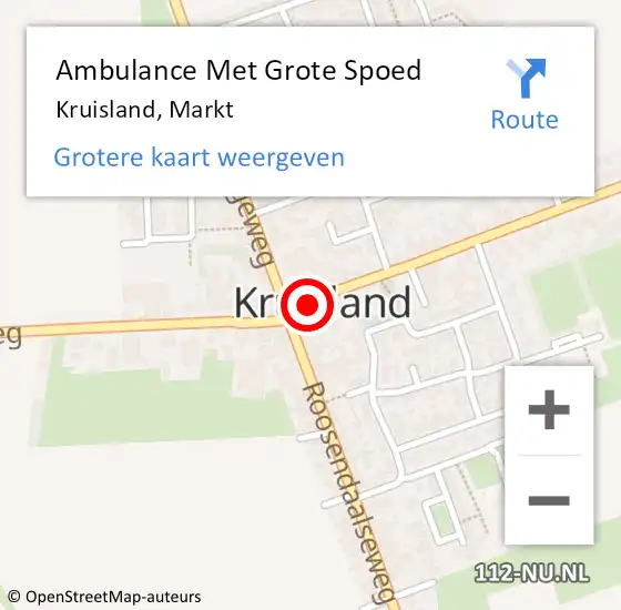 Locatie op kaart van de 112 melding: Ambulance Met Grote Spoed Naar Kruisland, Markt op 2 december 2018 21:24