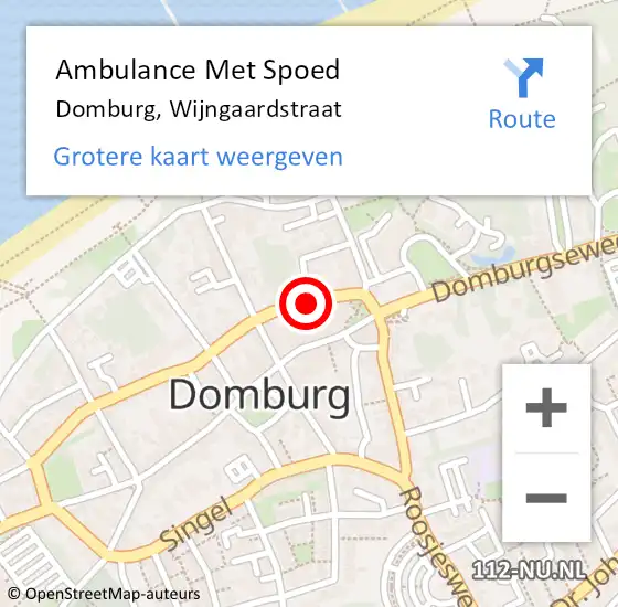 Locatie op kaart van de 112 melding: Ambulance Met Spoed Naar Domburg, Wijngaardstraat op 2 december 2018 22:39