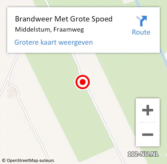 Locatie op kaart van de 112 melding: Brandweer Met Grote Spoed Naar Middelstum, Fraamweg op 3 december 2018 01:14