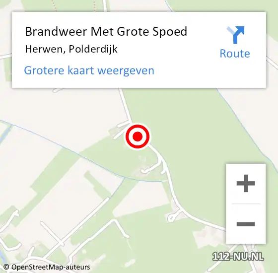 Locatie op kaart van de 112 melding: Brandweer Met Grote Spoed Naar Herwen, Polderdijk op 3 december 2018 02:37