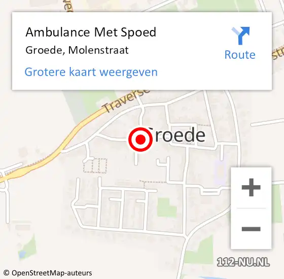 Locatie op kaart van de 112 melding: Ambulance Met Spoed Naar Groede, Molenstraat op 3 december 2018 03:03