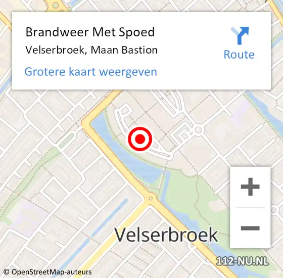 Locatie op kaart van de 112 melding: Brandweer Met Spoed Naar Velserbroek, Maan Bastion op 3 december 2018 03:11