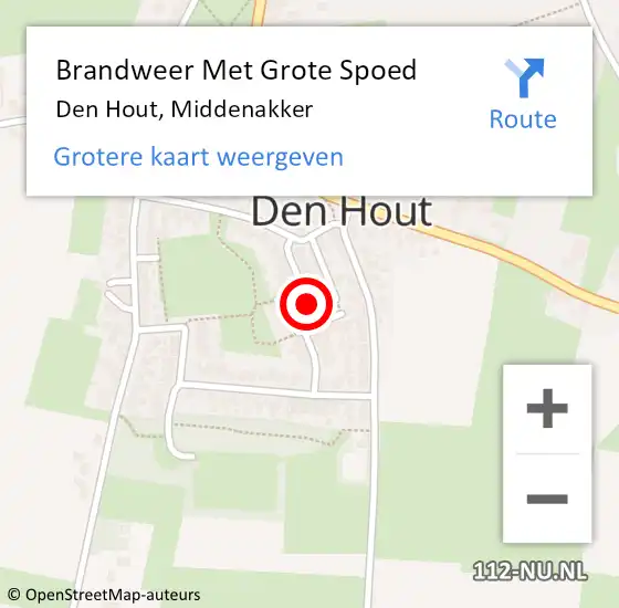 Locatie op kaart van de 112 melding: Brandweer Met Grote Spoed Naar Den Hout, Middenakker op 3 december 2018 05:30