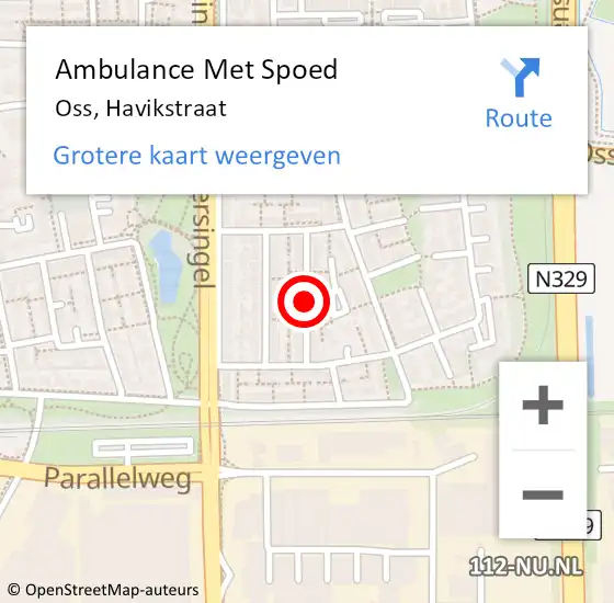 Locatie op kaart van de 112 melding: Ambulance Met Spoed Naar Oss, Havikstraat op 3 december 2018 05:33