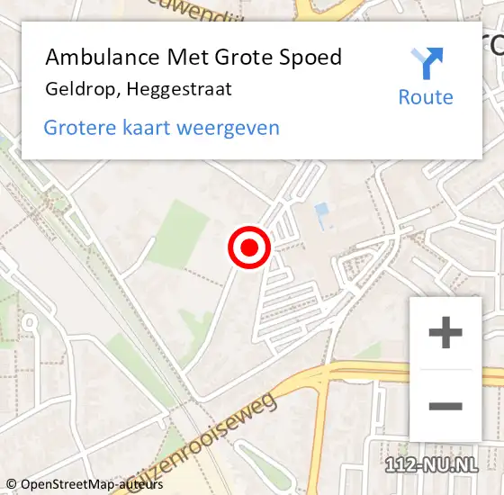 Locatie op kaart van de 112 melding: Ambulance Met Grote Spoed Naar Geldrop, Heggestraat op 3 december 2018 08:24