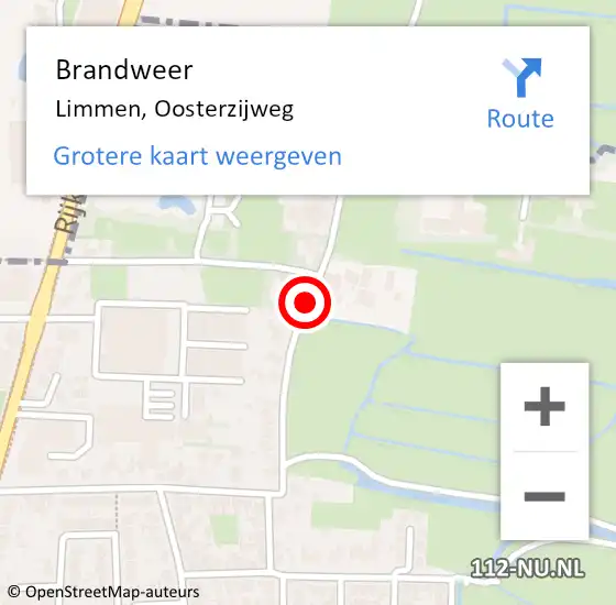 Locatie op kaart van de 112 melding: Brandweer Limmen, Oosterzijweg op 3 december 2018 08:56