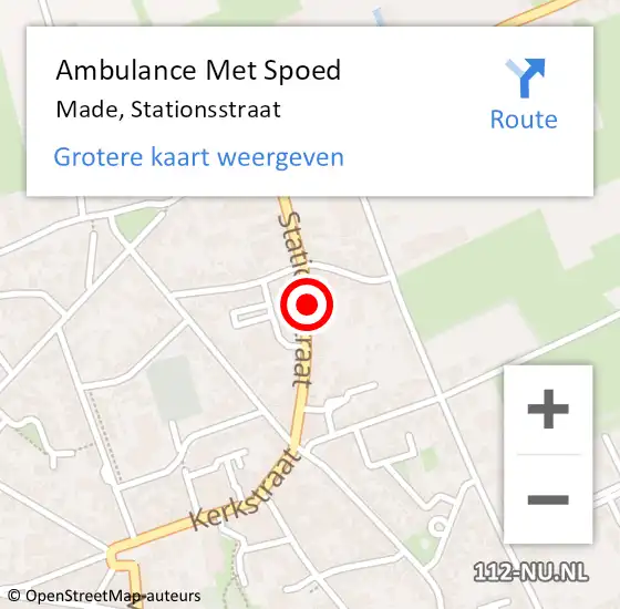 Locatie op kaart van de 112 melding: Ambulance Met Spoed Naar Made, Stationsstraat op 3 december 2018 09:06