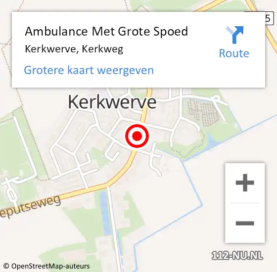 Locatie op kaart van de 112 melding: Ambulance Met Grote Spoed Naar Kerkwerve, Kerkweg op 3 december 2018 09:08