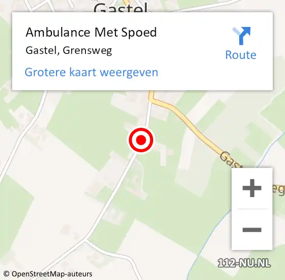 Locatie op kaart van de 112 melding: Ambulance Met Spoed Naar Gastel, Grensweg op 3 december 2018 09:50