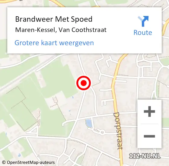 Locatie op kaart van de 112 melding: Brandweer Met Spoed Naar Maren-Kessel, Van Coothstraat op 3 december 2018 10:10