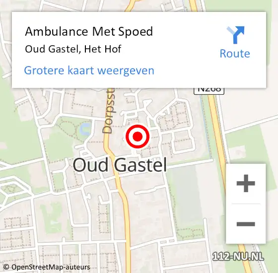 Locatie op kaart van de 112 melding: Ambulance Met Spoed Naar Oud Gastel, Het Hof op 3 december 2018 10:36