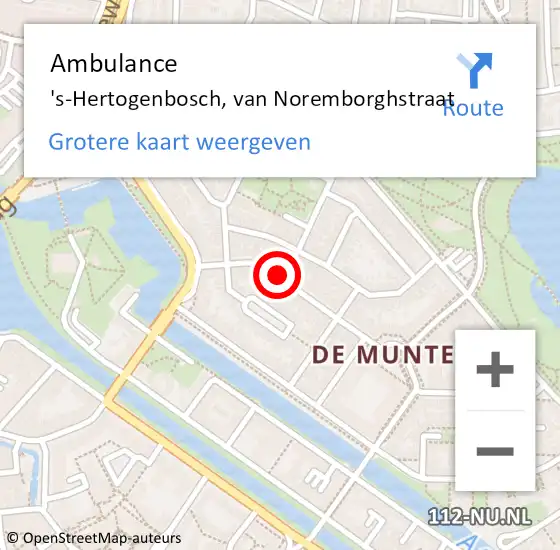 Locatie op kaart van de 112 melding: Ambulance 's-Hertogenbosch, van Noremborghstraat op 3 december 2018 10:43