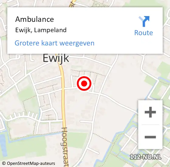 Locatie op kaart van de 112 melding: Ambulance Ewijk, Lampeland op 3 december 2018 11:29