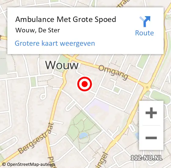 Locatie op kaart van de 112 melding: Ambulance Met Grote Spoed Naar Wouw, De Ster op 3 december 2018 11:31