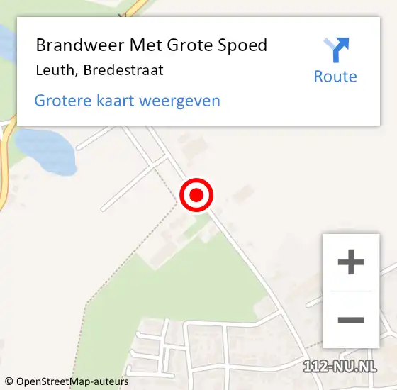 Locatie op kaart van de 112 melding: Brandweer Met Grote Spoed Naar Leuth, Bredestraat op 3 december 2018 11:34