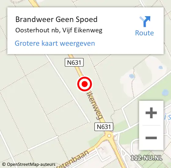 Locatie op kaart van de 112 melding: Brandweer Geen Spoed Naar Oosterhout nb, Vijf Eikenweg op 3 december 2018 12:49